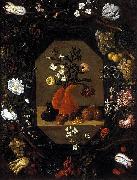 Juan de  Espinosa surrounded by a wreath of flowers and fruit France oil painting artist